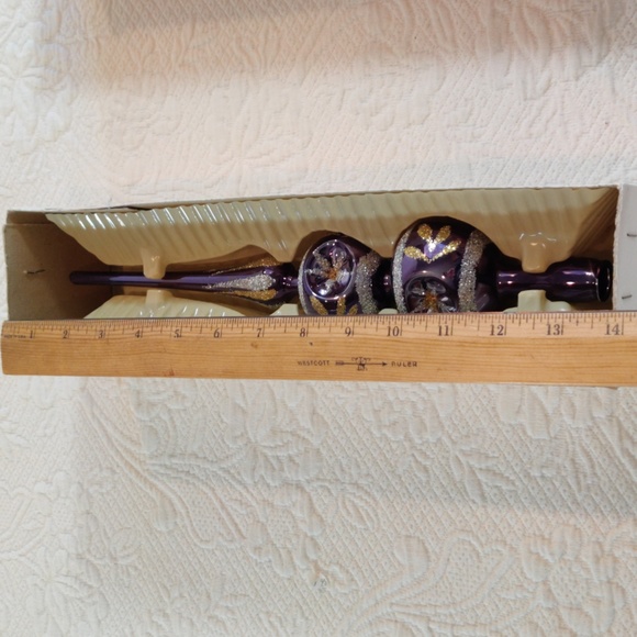 Vintage Christmas Tree Hand Decorated Glass Top by European Craftsman - Picture 3 of 9